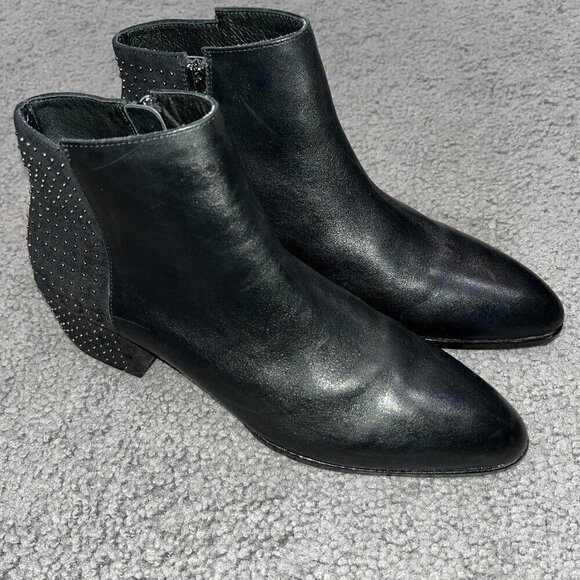 DONALD J. PLINER  DEVASP NEW Black Suede & Leather Studded Booties Boots 9.5M - Picture 1 of 13